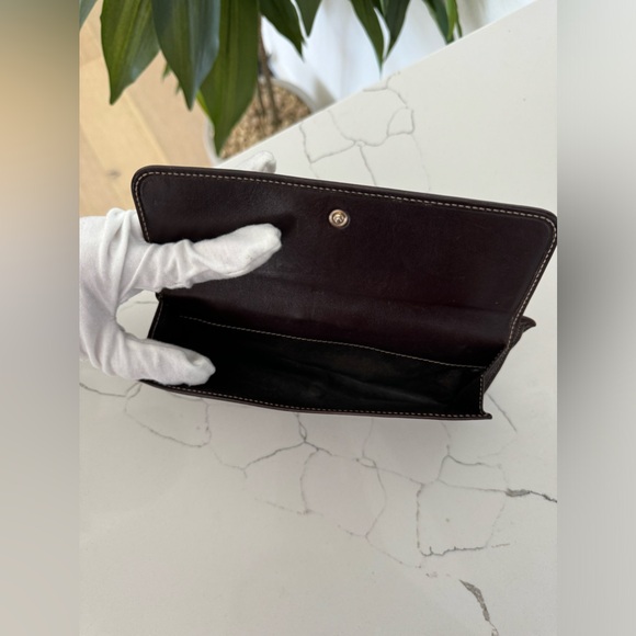Gucci Brown Leather with Gold Emblem and Sherry Line Wallet w/COA - Picture 5 of 6